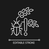 Pests danger linear icon for dark theme. Insects and diseases damage harvest. Hunger reason. Thin line customizable illustration. Isolated vector contour symbol for night mode. Editable stroke