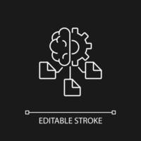 Machine learning white linear icon for dark theme. Artificial intelligence application. Thin line customizable illustration. Isolated vector contour symbol for night mode. Editable stroke
