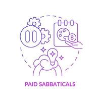 Salaried sabbaticals concept icon. Retraining leave. Compensated employee travelling abstract idea thin line illustration. Isolated outline drawing. Roboto-Medium, Myriad Pro-Bold fonts used vector