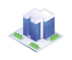vista de la ilustración isométrica del edificio de oficinas vector