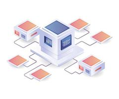 Branch data server isometric illustration vector