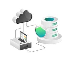 Isometric illustration concept. Analyze cloud server database vector