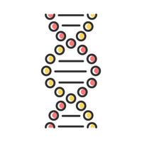 DNA spiral color icon. Connected dots, lines. Deoxyribonucleic, nucleic acid helix. Spiraling strands. Chromosome. Molecular biology. Genetic code. Genetics. Isolated vector illustration