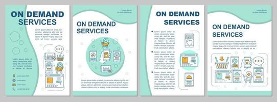 On demand economy brochure template layout. Customer services flyer, booklet, leaflet print design with linear illustrations. Vector page layouts for magazines, annual reports, advertising posters