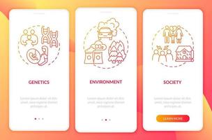 Attention deficit disorder causes onboarding mobile app page screen. Society walkthrough 3 steps graphic instructions with concepts. UI, UX, GUI vector template with linear color illustrations