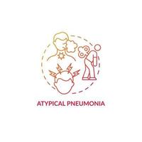 Atypical pneumonia red gradient concept icon. Pulmonary inflammation type abstract idea thin line illustration. Lower respiratory tract infection. Vector isolated outline color drawing