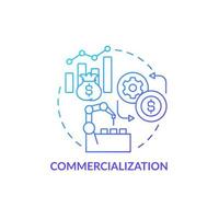 icono del concepto de monetización. venta de tecnología. ingresos del comercio de la industria. transferir productos innovadores al mercado idea abstracta ilustración de línea delgada. dibujo de color de contorno aislado vectorial vector