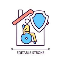 Mortgage disability insurance RGB color icon. Mortgage payment. Healthcare insurance program policy. Isolated vector illustration. Simple filled line drawing. Editable stroke. Arial font used