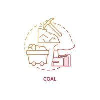 Coal red gradient concept icon. Fossil fuel extraction. Nonrenewable energy sources abstract idea thin line illustration. Isolated outline drawing. Roboto-Medium, Myriad Pro-Bold fonts used vector
