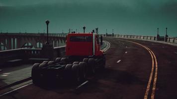 big lorry truck on the bridge photo