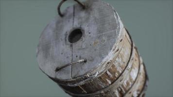 Old used rusted wooden bucket photo