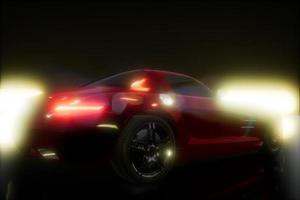 luxury sport car in dark studio with bright lights photo