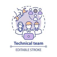 Technical team concept icon. Company staff, workforce idea thin line illustration. Software engineers and client service workers. Technical personnel. Vector isolated outline drawing. Editable stroke