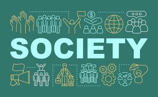 Society word concepts banner. Social unity and integration. Presentation, website. Public relations. Social community. Isolated lettering typography idea with linear icons. Vector outline illustration