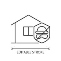 Security against burglary linear icon. Burglar alarm installation. Protect home against intruders. Thin line customizable illustration. Contour symbol. Vector isolated outline drawing. Editable stroke
