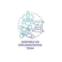 Assemble an execution team concept icon. Build collaborative relationships. Plan realization program support abstract idea thin line illustration. Vector isolated outline color drawing