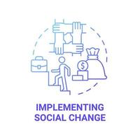 Implementing social change blue gradient concept icon. Social entrepreneurship abstract idea thin line illustration. Societal institutions transformation. Vector isolated outline color drawing