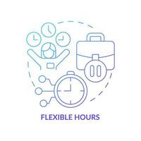 Flexible work schedule concept icon. Flextime. Workday beginning and finishing freedom abstract idea thin line illustration. Isolated outline drawing. Roboto-Medium, Myriad Pro-Bold fonts used vector