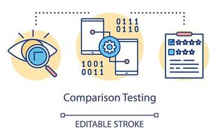 Comparison testing concept icon. Finding differences idea thin line illustration. Software testing process. Indicating issues and problems. Vector isolated outline drawing. Editable stroke