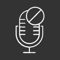 Microphone not available chalk icon. Sound recorder technical mistake idea. Voice speaker installation error. Recording equipment. Alert notification. Isolated vector chalkboard illustration