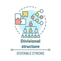 Divisional corporate structure concept icon. Organization hierarchy idea thin line illustration. Leadership and teamwork. Company top management. Vector isolated outline drawing. Editable stroke