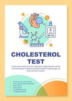 diseño de plantilla de folleto de prueba de colesterol. prevención de la aterosclerosis. folleto, folleto, diseño de impresión de folleto con ilustraciones lineales. diseños de página de vectores para informes anuales, carteles publicitarios