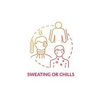 Sweating and chills red gradient concept icon. Pneumonia symptom abstract idea thin line illustration. Medical condition. Swings in body temperature. Vector isolated outline color drawing