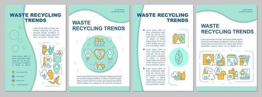 Trash recycling trends brochure template. Waste management process. Flyer, booklet, leaflet print, cover design with linear icons. Vector layouts for presentation, annual reports, advertisement pages