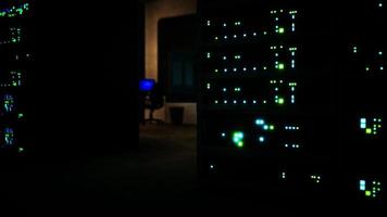 Clean industrial interior of a data server room with servers photo