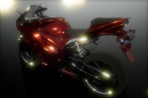 moto sport bike in dark studio with bright lights photo