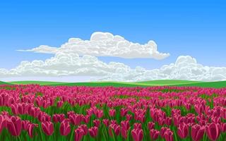 Flower Field on Sunny Day vector