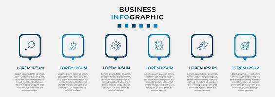 Plantilla de negocio de diseño infográfico con iconos y 6 opciones o pasos. vector