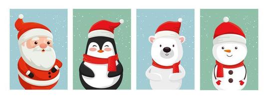 set of characters of merry christmas vector