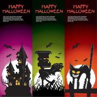 Happy Halloween with monster and cat's Background vector