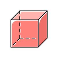 Cube color icon. Geometric cut transparent figure. Dimensional model with square sides. Decorative graphic element. Abstract shape. Isometric form in perspective. Isolated vector illustration