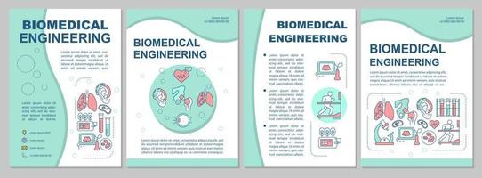 plantilla de folleto de ingeniería biomédica. folleto, folleto, folleto impreso, diseño de portada con ilustraciones lineales. tecnologías innovadoras. diseños de páginas vectoriales para informes anuales, carteles publicitarios vector