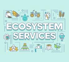 Ecosystem services word concepts banner. Provisioning, regulating. Cultural and health service. Presentation, website. Isolated lettering typography idea with linear icons. Vector outline illustration