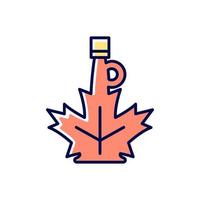 Maple syrup RGB color icon. Bottle of sweet sauce made of maple sap. Topping of golden color. Sirup for pancakes. Traditional canadian symbol. Isolated vector illustration. Simple filled line drawing