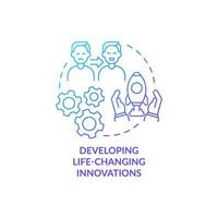 Invent life-changing innovation concept icon. Lifesaving product creation. Scientific development modifying life abstract idea thin line illustration. Vector isolated outline color drawing