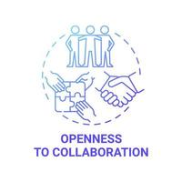 Openness to collaboration blue gradient concept icon. Entrepreneur characteristic abstract idea thin line illustration. Partnership and cooperation. Vector isolated outline color drawing