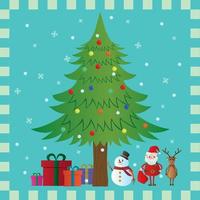 Christmas tree and snowman and Santa clues, reindeer, Christmas story, Christmas and New Year illustrations vector