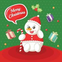 Merry Christmas and New Year background with snowflakes and snowman. Can be used as a banner or poster.Vector illustration. vector