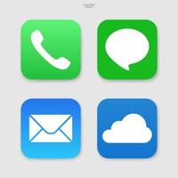 conjunto de iconos de redes sociales. icono de teléfono, correo electrónico, chat y nube. ilustración vectorial vector