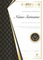 diploma certificate template black and gold color with luxury and modern style vector image.