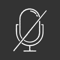 Microphone forbidden chalk icon. Sound recorder error notification idea. Recording prohibited. Voice speaker installation mistake. Mic install problem. Isolated vector chalkboard illustration