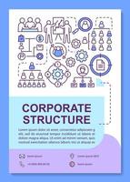 diseño de plantilla de póster de estructura corporativa. relaciones y ambiente de trabajo. banner, folleto, diseño de impresión de folleto con iconos lineales. diseños de página de folletos vectoriales para revistas, volantes vector