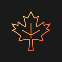 Maple leaf gradient vector icon for dark theme. Common used symbol of Canada. Central element of canadian national flag. Thin line color symbol. Modern style pictogram. Vector isolated outline drawing