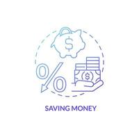 Saving money blue gradient concept icon. Earnings and deposit. Financial safety abstract idea thin line illustration. Isolated outline drawing. Roboto-Medium, Myriad Pro-Bold fonts used vector