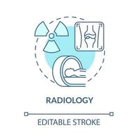 icono de concepto azul de radiología. servicios de clínica de artritis idea abstracta ilustración de línea delgada. rayos x y densitometría. diagnóstico de artritis. dibujo de color de contorno aislado vectorial. trazo editable vector