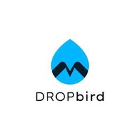 Blue Drop Bird simple logo design vector